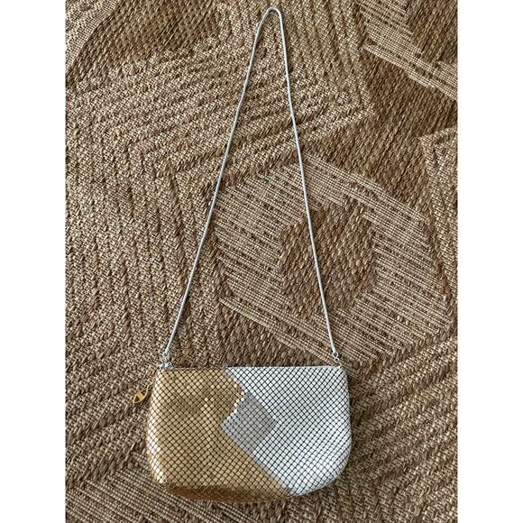 vintage Metal Mesh Evening Bag Purse in White Gold and Silver - Picture 1 of 8